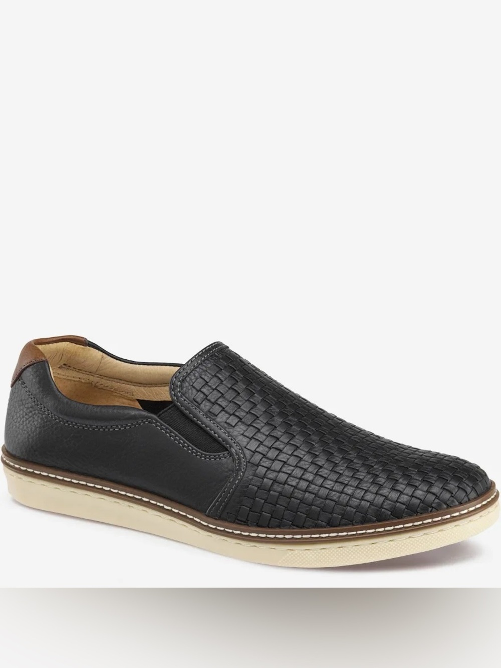 Johnston & Murphy Men's McGuffey leather Woven Slip-On Sneakers dress shoes 10.5